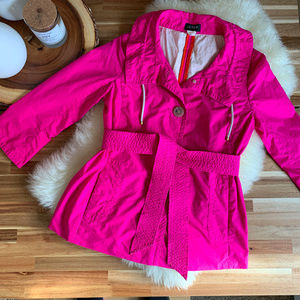 J Crew Italian Paper-Poplin Pink Raincoat Size 4